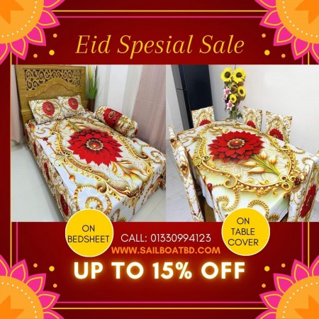 combo Premium 3D Design Bed Sheet + table and chair cover