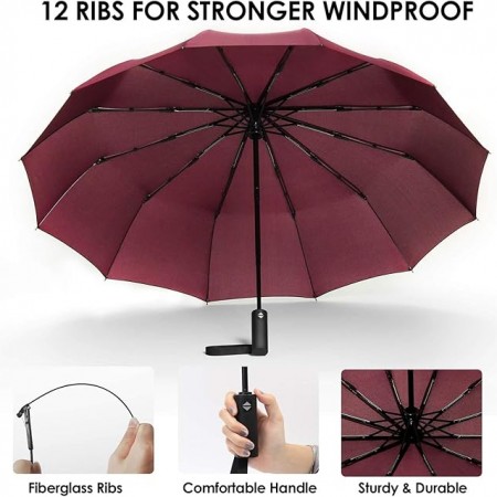 Maroon-BMW Motorsport 16 Ribs Auto Switch 3 in 1 Umbrella